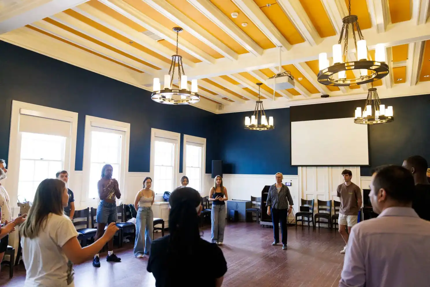 Students take part in an exercise in Farkas Hall. Veasey Conway/Harvard Staff Photographer