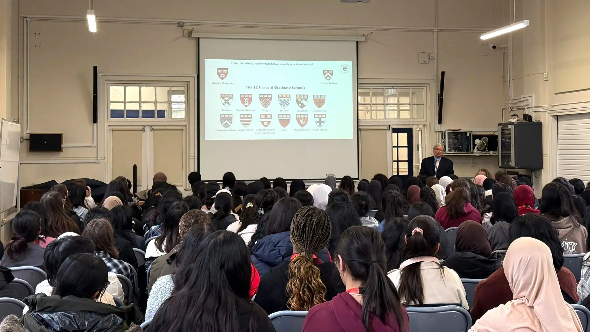 Harvard presentation at Woodford County High School for Girls, 11 November 2025 (Photo: Fiona Lin)
